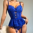 thumbnail image 4 of Gibobby Conjunto de lencería Sexy Camisón de encaje para mujer, lencería sexy de encaje para novia(Azul, XG), 4 of 5