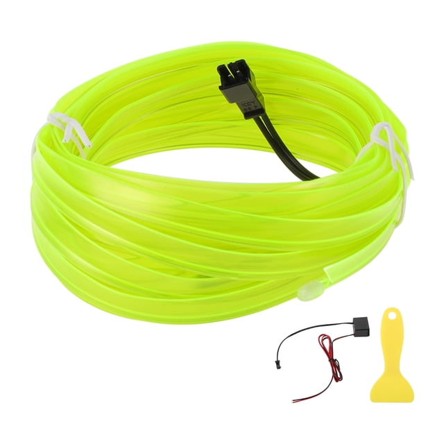 Cuerda de luz LED EL de 4m Unique Bargains, tira de luz brillante para decoración de automóviles, controlador de cableado (12v) verde fluorescente