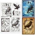 thumbnail image 1 of Sellos transparentes con fondo de cuervo retro para scrapbooking DIY, sellos de silicona transparentes con fases lunares vintage., 1 of 9