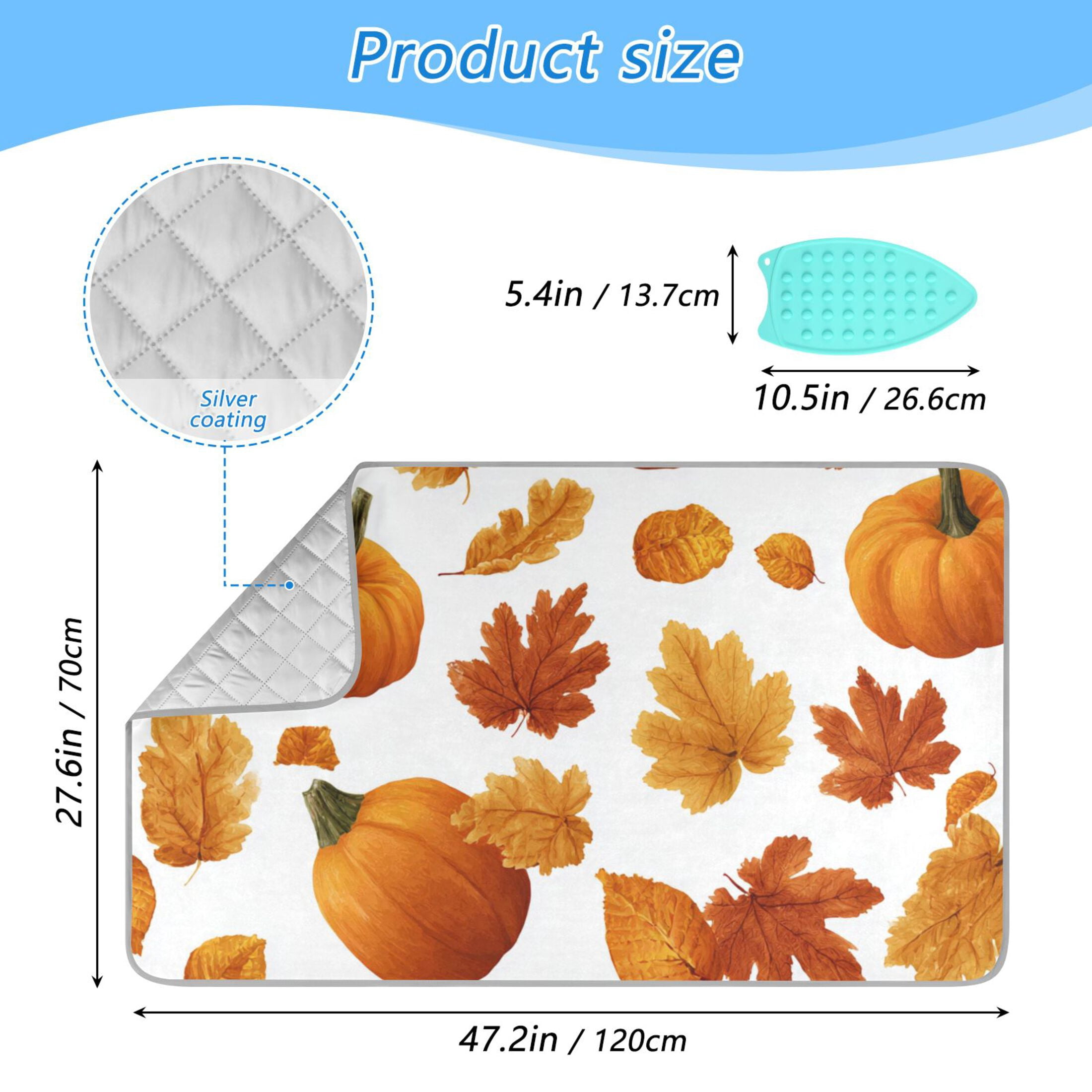 Pumpkins and Fall Leaves Ironing Mat Blanket Portable Travel Ironing Pad Heat Resistant Pad 47.2" x 27.6”