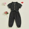thumbnail image 2 of Ticikt Summer Toddler Girl Jumpsuit Shorts Little Girl Overalls Clothes Baby Jean Romper Jumpsuit One Piece Outfit,Color:Black,18-24 Months, 2 of 4
