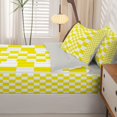 thumbnail image 5 of Manfei Modern Checkered Zipper Full Size Comforter Sets with Fitted Sheet and 2 Pillowcases,Art Grid Zipper Bedding Set,Yellow,Light Gray Reversible,4pcs, 5 of 8