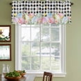 thumbnail image 3 of 2 Pack Valances for Window, Spring Easter Flowers Short Curtains for Kitchen Bedroom Living Room, Farmhouse Floral Black Buffalo Plaid Rod Pocket Small Window Treatment Valance Drapes 54 x 18 Inch, 3 of 8