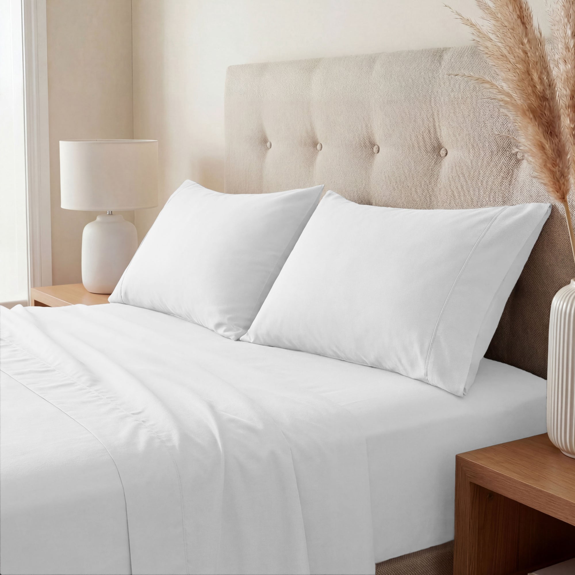 Superior Cotton Blend 800 Thread Count Pillowcase Set of 2, King Size, White