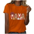 thumbnail image 2 of Wycnly Womens Shirts Round Neck Short Sleeve Mama Letter Print Summer Cute Tops Mother's Day Loose Breathable Ladies Fashion Pullover Blouses Orange xxl Clearance Under $5, 2 of 4