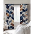 thumbnail image 4 of Navy Blue Burnt Orange Botanical Blackout Curtains for Bedroom Living Room Darkening Curtains 84 Inch Length 2 Panels Set Wildflower Palm Leaf Window Curtain Window Treatment Grommet Drapes 42"x84", 4 of 9