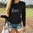 thumbnail image 2 of Valentines Long Sleeve Shirts for Women Casual Crew Neck Fashion T-Shirt Lover Printed Party Pullover Tops (L, Black), 2 of 5