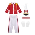 thumbnail image 3 of Raenseen Kids Unisex Drum Troupe Honor Guard Flag-raiser Uniform Set Brass Band Performance Suit Red A 140, 3 of 7