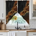 thumbnail image 4 of Brown Marble Kitchen Window Curtains, Swag Curtains Valance for Bedroom Living Room Bathroom, Gold Abstract Vintage Modern Ombre Art Rod Pocket Window Treatment Curtain Block Drapes 2 Panels 36"x36", 4 of 9