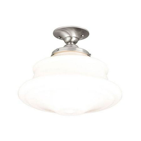 Bingham Satin Nickel 16 Inch One Light Schoolhouse Semi Flush Mount Bingham Satin Nickel 16 Inch One Light Schoolhouse Semi Flush Mount