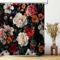 thumbnail image 2 of Floral Shower Curtain, Boho Flowers Black Dark Bathroom Decor Shower Curtain Sets, Waterproof Fabric Bathroom Curtain with Hooks, 72 x 72 inch, 2 of 6