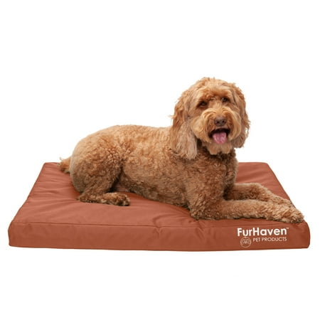 UPC: 0842229125351 | FurHaven Pet Products Indoor/Outdoor Oxford Deluxe Full Support Pet Bed for Dogs & Cats – Chestnut Large