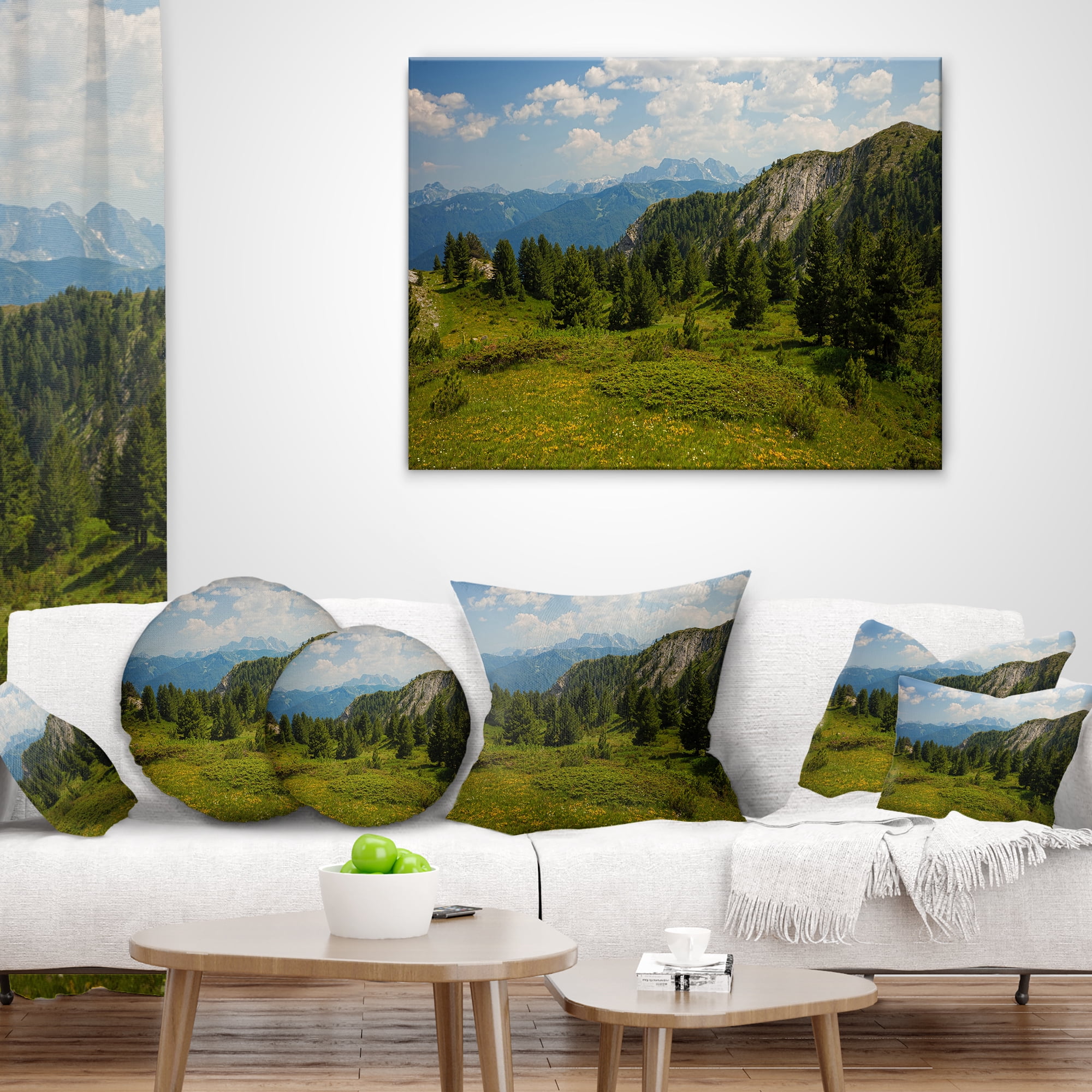 Designart Amazing Visitor Mountains - Landscape Photo Throw Pillow - 12x20