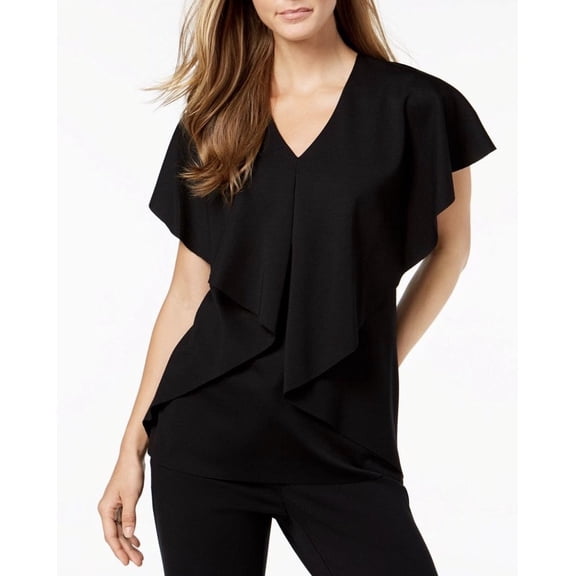 Alfani Womens Asymmetrical V-Neck Blouse