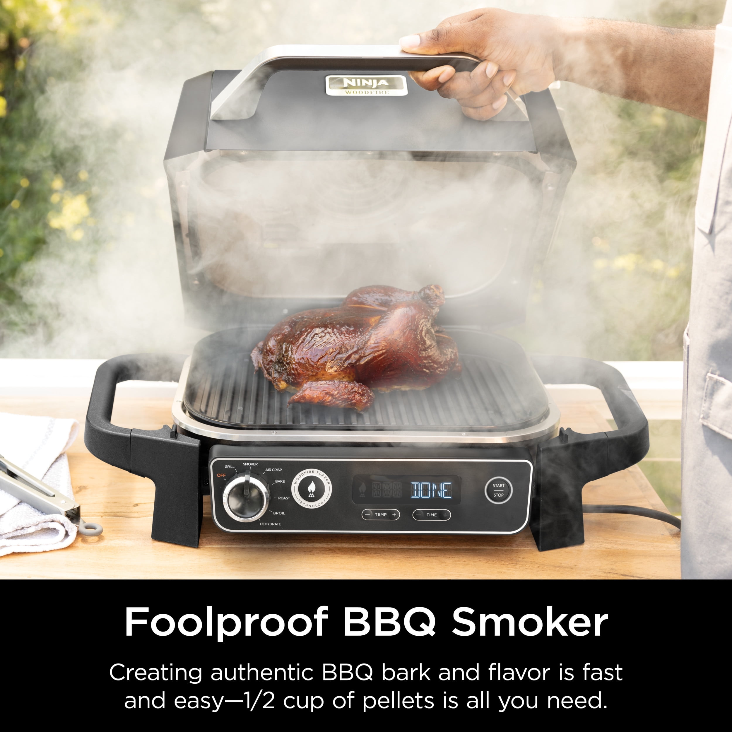 Ninja Woodfire 7-in-1 Outdoor Grill, Master Grill, BBQ Smoker, & Outdoor Airfryer with Woodfire Technology, OG701