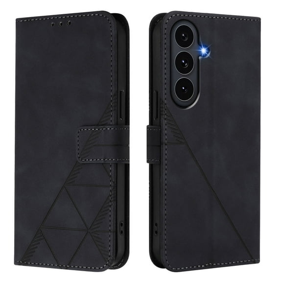 Phone Case for Samsung Galaxy S25 FE Wallet PU Leather Case with Card Slots Kickstand Shockproof Magnetic Flip Phone Cover, Black