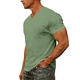 thumbnail image 6 of ZXLBBD Mens T-Shirts Short Sleeve V Neck Solid Color Comfortable Fit Basic Tee with Front Pocket for Beach Vacation Versatile Casual Summer Tshirt,Light Green,3XL, 6 of 7