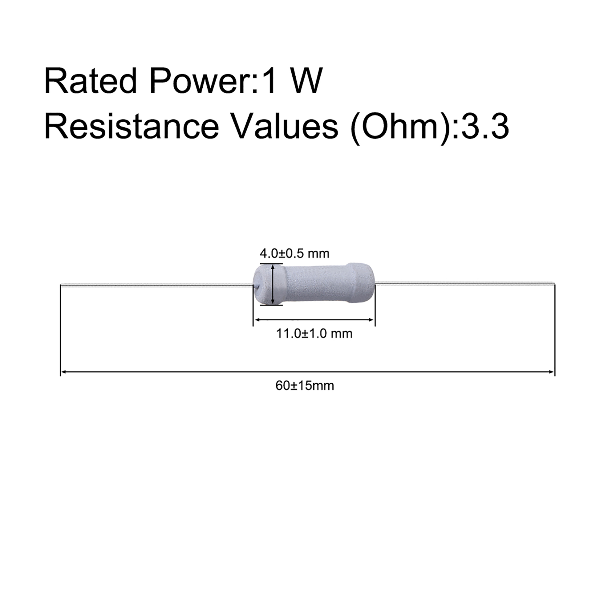 Uxcell 3.3 Ohm 1W ±5% Tolerance Axile Lead Metal Oxide Film Resistor 100 Count - image 3 of 5