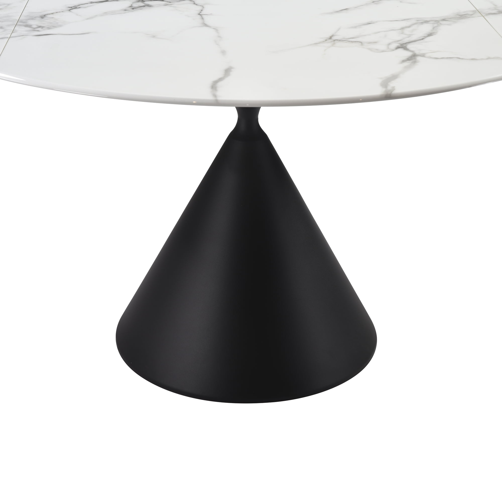 Abel Modern Extendable Round Dining Table with White Sintered Stone Table Top - Seats up to 4