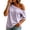 Purple, variant on DeHolifer Women's T-Shirts Casual Off-shoulder Striped Printed Short Sleeve Turtleneck Tops Wine 2XL