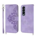 thumbnail image 7 of Dteck Wallet Phone Case for Samsung Galaxy Z Fold4, Galaxy Z Fold4 Case with Card Slots Wrist Lanyard Shoulder Strap, Embossed PU Leather Shockproof Folio Flip Stand Case for Samsung Z Fold4 5G,Purple, 7 of 7