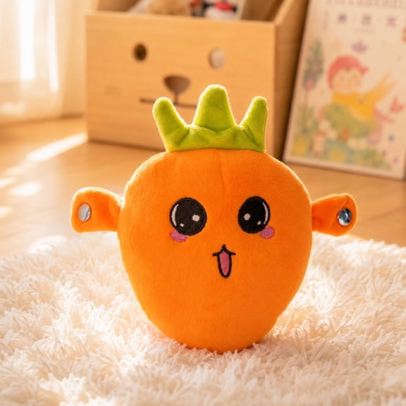 Soft Musical Sensory Plush Toy 7 Inch, Touch Activated Interactive Fruit Doll with 8 Melodies for Kids Toddlers Early Learning Gift