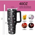 thumbnail image 2 of 40oz Skeleton Stainless Steel Tumbler with Handle and Straw, Gothic Heart Insulated Cup, Halloween Travel Coffee Mug Water Bottle with Lid and Straw, Skull Lovers Women Gifts, 2 of 5