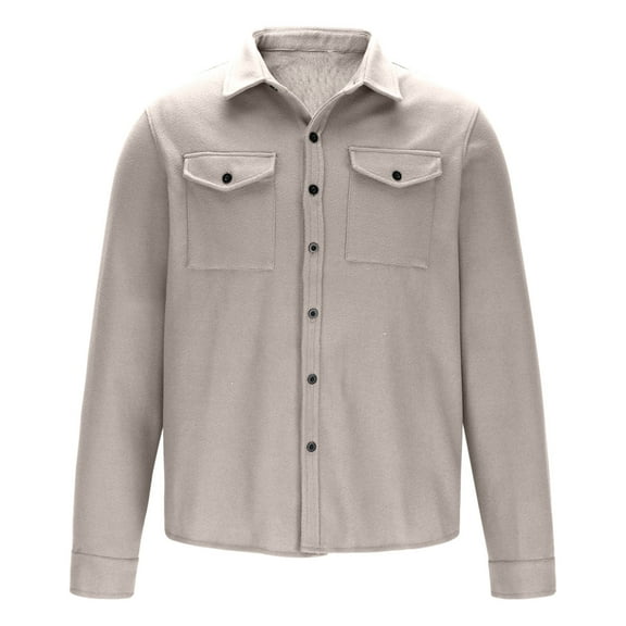 Men's Cotton Shirts Casual Long Sleeve Shacket Jacket Button down Lapel Overshirt Men with Pockets Smart Casual Trucker Jackets Street Fall Winter Coats Size S-3xl