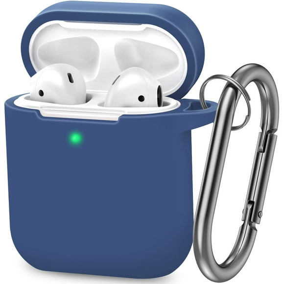 ATUAT Compatible with AirPods Case Cover Full Protective Silicone Skin Dust-Proof Designed for Apple AirPods 1st 2nd Generation with Keychain Front LED Visible Royal Blue