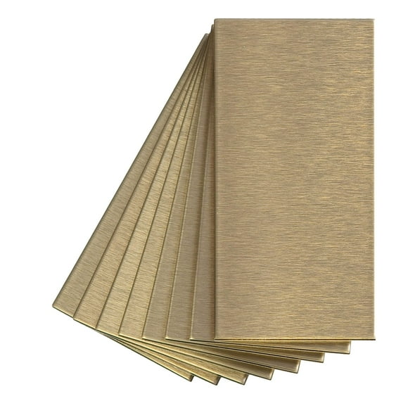 Aspect Peel and Stick Backsplash 3in x 6in Brushed Champagne Short Grain Metal Tile for Kitchen and Bathrooms (8-Pack)