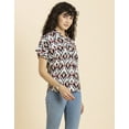 thumbnail image 2 of MoomayaWomens PrintedShort Sleeves Top,Mandarin Collar Everyday Viscose Top, 2 of 8