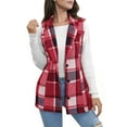 thumbnail image 2 of Nmnitkp Women's Plaid Vest Coat Casual Button Front Sleeveless Blazer Jacket Outerwear Red,S, 2 of 6