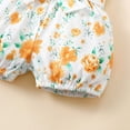 thumbnail image 4 of Girls Summer Outfit Ribbed Ruffle Bodysuit Floral Bloomer Shorts Headband 3 Piece Baby Clothes Set 0-24M, 4 of 7