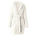 thumbnail image 3 of LEEYNEER Short Robes for Women Super Soft Plush Fuzzy Hooded Bathrobe Lightweight Knee Length Nightgown Pajamas Sleepwear Housecoat, 3 of 4