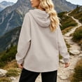 thumbnail image 4 of SEMPAI Windbreaker Jacket Women Waterproof Long Sleeve Zip Hooded Jacket Multi Pockets Outdoor Hiking Jacket Loose Winter Mountaineering Casual Outerwear Beige L, 4 of 7