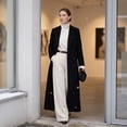 thumbnail image 4 of Rexolia Women's Wool Blend Coat Long Sleeve Notch Lapel Long Trench Fall Winter Office Black Women, 4 of 7