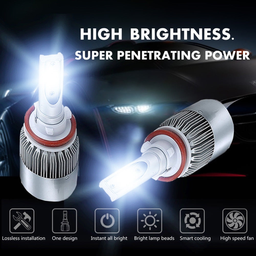 2x H4 9003 HB2 1300W 195000LM COB LED Headlight Bulbs Conversion Kit Hi/Low Beam 