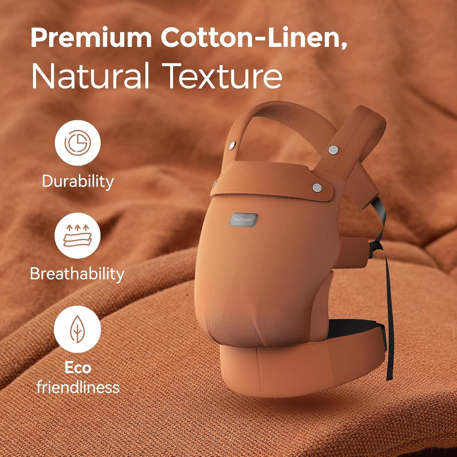 Momcozy Baby Carrier with Natural Cotton Linen Brown Coffee