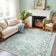 thumbnail image 3 of 5x7 Area Rug Living Room Rugs - Washable Vintage Floral Soft Thin Large Rug Indoor Floor No Slip Rug Carpet for Bedroom Under Dining Table Home Office Decor - Green, 3 of 8