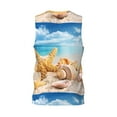 thumbnail image 3 of Gaeub Beach Starfish Shell Men's Mesh Basketball Jersey, Quick-Drying Sleeveless Top S-4XL, Loose Muscle Tank Top -4X-Large, 3 of 9