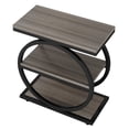 thumbnail image 4 of Industrial Narrow End Table with 3 Shelves - 23.6" Space-Saving Side Table, Grey Wood & Black Metal Frame - Multi-Functional Sofa Table, Nightstand for Bedroom & Living Room, 4 of 9