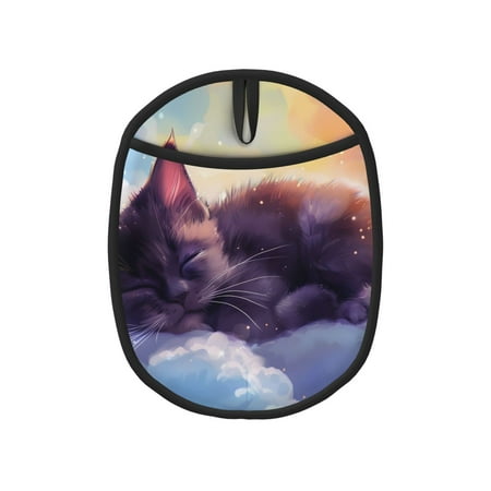 

Pofeuu Colorful Cloud Sleeping Cat Print Silicone Pot Mat Mitten With Hanging Loop Heat Resistant Oven Mitts Non-Slip Bbq Baking Smoking Potholders