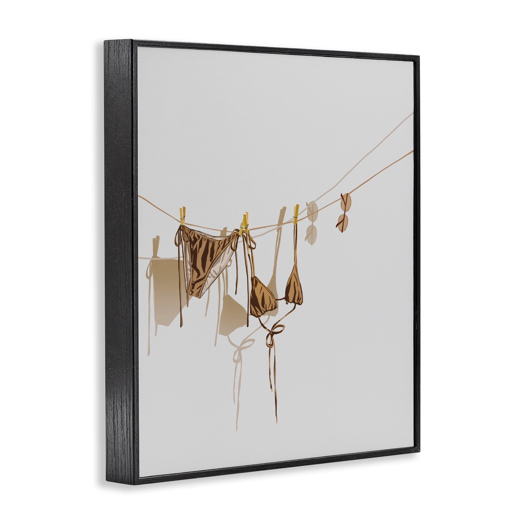 Stupell Industries Sunlit Bikini on Clothesline Black Framed Giclee Art, design by Ziwei Li