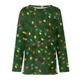 thumbnail image 5 of Qulqfy Christmas Tshirts Women Green Crewneck Xmas Plus Size Long Sleeve Party Graphic Glitter Blouses Christmas Shirt for Women, 5 of 5