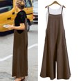 thumbnail image 2 of Aayomet Womens Rompers And Jumpsuits Womens Loose Sleeveless Jumpsuits Adjustable Spaghetti Strap Stretchy Long Pant Romper,Coffee 5XL, 2 of 4