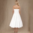 thumbnail image 4 of Alkepwun Wedding Guest Dresses for Women Fishbone Strapless Solid-Color Off Shoulder Evening Gown Solid Sexy Satin Corset Pleated Comfort Breathable Party Dress, 4 of 8