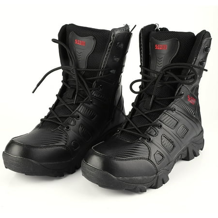 Mens Military Combat Army Boots High-top Outdoor Shoes Hiking Boot Tactics Accessory Black 44