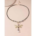 thumbnail image 3 of EOEMY Dragonfly & Faux Pearl Decor Y Lariat Necklace Exaggerated Jewelry Statement-Default, 3 of 4