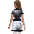 thumbnail image 2 of iiniim Striped Dress Halloween Costume V Neck Short Sleeve Kids Button Ruffled A-line Skirt White Black 10, 2 of 7