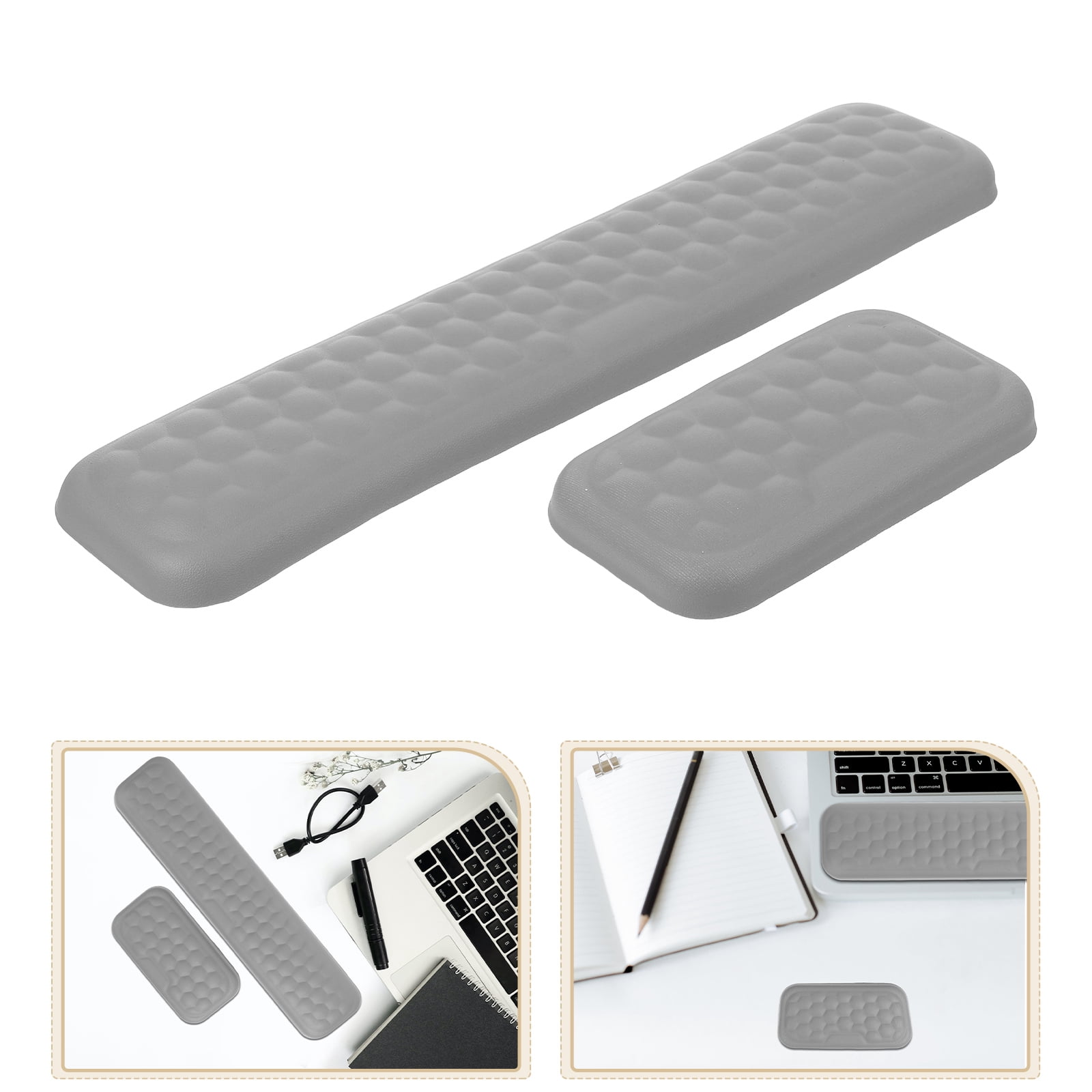ETHZZLE 1Set Ergonomic Keyboard Wrist Rest and Mouse Pad Grey Comfortable Support for Home